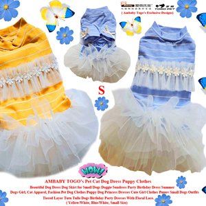AMBABY Cute Small Dog Girl Tiered Layer Tutu Puppy Skirts Dog Dress Sundress Cat